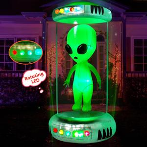 Joiedomi 7 ft Tall Halloween Inflatable Outdoor Decoration, Alien Inflatable Halloween Decor Outdoor with Animated LEDs, Blow Ups Alien Decorations with Test Tube for Yard Garden Lawn Decor