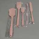 5 Piece Pink Silicone Spatula Set, Heat Resistant Rubber Spatulas Set, Silicone Kitchen Utensils Set Dishwasher Safe for Nonstick Cookware Baking Cooking