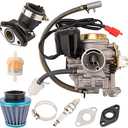 GY6 50cc Carburetor for 49cc 50cc Scooter Moped Carburetor, 139QMB High Performance 4-Stroke Carb with Intake Manifold, Fits PD18J Engine