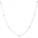 Adabele Solid 925 Sterling Silver Simulated Diamond By The Yard Station CZ Bezel Cable Link Chain Necklace Cute Thin Dainty Hypoallergenic Women Jewelry (20 Inch, White Gold/Rhodium plated Sterling Silver)