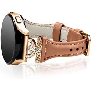JOYOZY Genuine Leather Bands Compatible with Samsung Galaxy Watch 7/6/5/4/FE 40mm 44mm/Watch 5 Pro 45mm/Watch 6/4 Classic 42mm 46mm 43mm 47mm/Active2,Metal D-Shape Slim Leather 20mm Wristband Straps