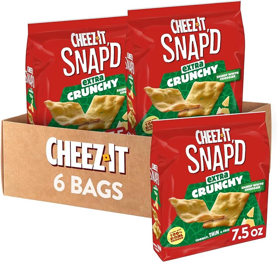 Cheez-It Snap'd Cheese Cracker Chips, Thin Crisps, Extra Crunchy, Sharp White Cheddar (6 Bags), Best Buy Dec 31, 2025
