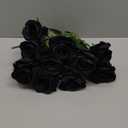 Laelfe 12 PCS Artificial Flowers Black Roses, Fake Silk Flower Long Stem Artificial Rose for Halloween Home Wedding Party Decorations(Black)