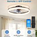 VOLISUN Low Profile Ceiling Fans with Lights and Remote, 20in Fandelier Ceiling Fan Flush Mount, 3000K-6500K Smart Bladeless LED Fan Light, Black Modern Ceiling Fans with Lights for Bedroom