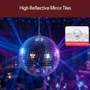 Pyle 16-Inch Disco Ball Hanging Mirror Ball | Disco party decorations for birthdays, weddings, clubs, dance parties, and covered outdoor events | Disco party decorations for birthdays, weddings, clubs, dance parties, and covered outdoor events