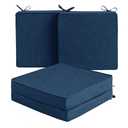 Outdoor Chair Cushions, Set of 4, 19 x 19 Inch, Navy BlueWater Resistant, Fade Resistant, Patio Furniture Square Seat Replacement, Removable Cover with Ties, Non-Slip Bottom