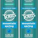 Tom’s of Maine Mountain Spring Natural Deodorant for Men and Women, Aluminum Free, 3.25 oz, 2-Pack