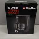 Mueller 12-Cup Drip Coffee Maker - Borosilicate Carafe, Auto-Off, Reusable Filter, Anti-Drip, Keep-Warm Function, Clear Water Level Window Coffee Machine, Kitchen Essentials & Accessories (Black)