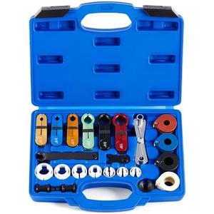 Orion Motor Tech Master Quick Disconnect Tool Set, 25pc Line Disconnect Tool Kit for A/C Fuel & Transmission Systems, Fuel Line Disconnect Tools for Mechanics Compatible with Ford Chevy GM More, Blue