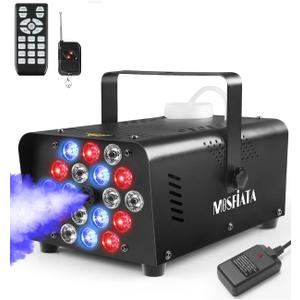 Fog Machines with Lights, MOSFiATA 600W Smoke Machine with 18 RGB LED Lights, 2500 CFM Spray, Remote Control, Perfect for Halloween, Christmas, Wedding, Party, Club, DJ Stage Effect