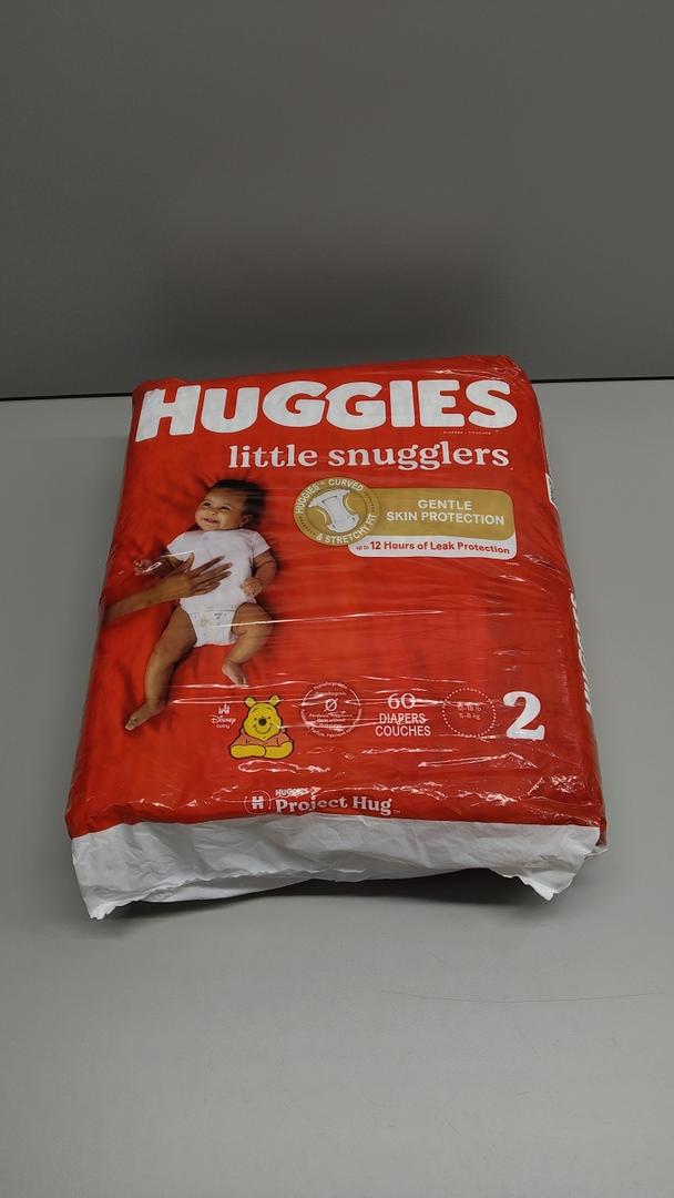 Huggies Size 2 Diapers, Little Snugglers Baby Diapers, Size 2 (12-18 lbs), 180 Ct (1 pack of 60), Packaging May Vary