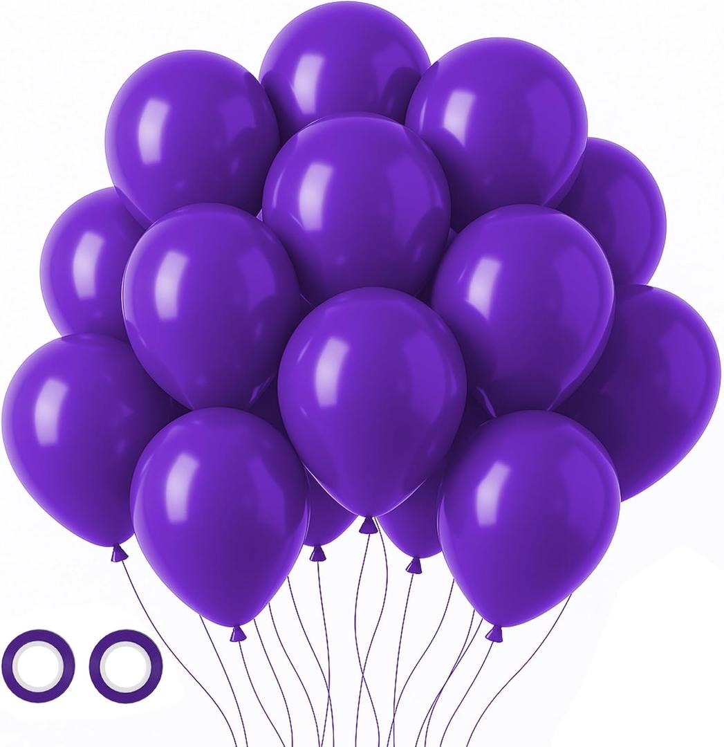 5 x Voircoloria 105pcs Dark Purple Balloons 12inch Party Latex Balloons for Birthday Baby Shower Halloween Wedding Valentine's Day Party Bachelorette Decorations