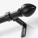 LLPJS Curtain Rods for Windows 16 to 120 inches, Curtain Rod Max Adjustable Length to 132 in, Drapery Rod 1 inch Diameter with Modern Knobs Finials (Black, 16" to 120" - Set of 1)
