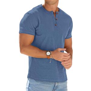 Sailwind Mens Muscle Henley Shirts Lightweight Workout T-Shirt Gym Tee Athletic Short Sleeve with Button XL