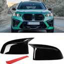Jaronx Compatible with BMW Mirror Cover X3 G01/X4 G02/X5 G05/X7 G07 2019-2024,X6 G06 2020-2024,M Style Glossy Black Rearview Mirror Caps for BMW, Horn Clip-on Left Driver and Right Passenger