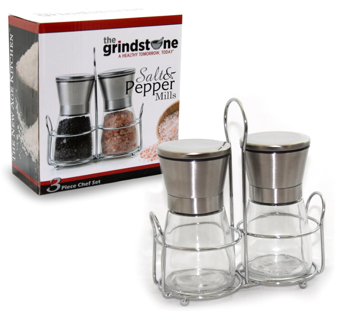 Set of Salt and Pepper Grinder 2 pack Salt and Pepper Shakers with Stand Stainless Steel Spice Grinder Mill for Adjustable Coarseness