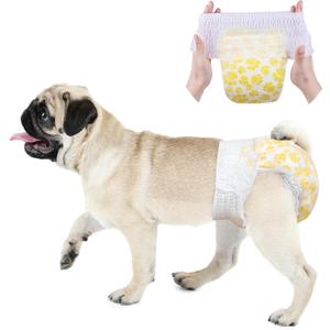 Dono Dog Diapers Female, Disposable Full Wrap with Stretchy Waist, 360 Leak-Proof, Absorbent, Heat Period Doggie Diapers for Small Dogs for Heat, 14 PCS, Small