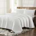 WRENSONGE White King Size Quilt Bedding Sets-3 Pieces Lightweight Bedspreads Summer Coverlet for All Season, Soft King Quilt Bedding Set with 2 Pillow Shams Suitable for Bed, Couch, Quilt Blanket