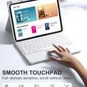 Harvopu Compatible for iPad 11th 10th Generation Case with Keyboard, Folio Cover with Pencil Holder, Multi-Touch Trackpad, 7 Color Backlit, Detachable Keyboard for iPad (A16) 11th/10th Gen (White)