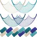 12 Pack Decorative Fish Netting for Party 80 x 40 Inch Natural Cotton Fish Net Decorations for Pirate Ocean Under The Sea Hawaiian Mermaid Party Picture Wall Hanging Decoration(Novel Color)