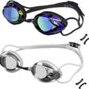 Swim Goggles, Anti Fog Swimming Goggles UV Protection Mirrored & Clear (Black Color+gray)