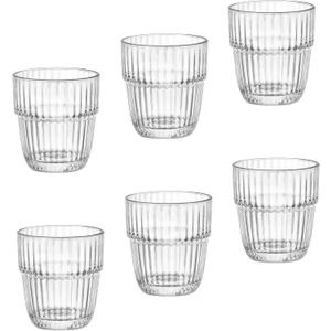 Bormioli Rocco Barshine 10.3 oz. Rocks Stackable Tempered Drinking Glasses, Set of 6, Clear