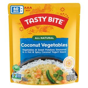 Tasty Bite Hot & Spicy Coconut Vegetables, 10 Ounce, Ready to Eat, Microwavable Entree, Vegetarian, Count of 6 (BBD: 31/MAR/2027)
