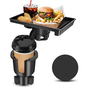 Car Cup Holder Tray, Cup Holder Expander Adapter for Car, 9.5” Car Food Tray Table for Eating, Car Essentials Fits Yeti, Hydro Flask 16-46 oz