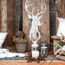 Winlyn 4 Pcs Christmas Jingle Bells Candle Rings Rusty Bells and Stars Wreaths Burgundy Berries 4.1" Center Mini Decorative Wreaths for Primitive Farmhouse Holiday Home Table Decoration Centerpiece