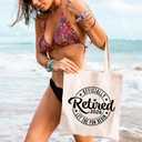 GXVUIS Canvas Tote Bag for Women Reusable Shoulder Shopping Bags Funny Retirement Gift Officially Retired Let The Fun Begin (White)