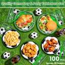 Mulbozy 100 Soccer Party Decorations, Soccer Themed Plates and Napkins Disposable Set Includes 25-9" & 25-7" Dessert Cake Plates, Napkins, Forks for for Birthday Party Supplies