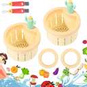 Upgraded Automatic Pressing Sink Filter, Cactus Sink Strainer, Kitchen Waste Collector Filter, Kitchen Accessories Sink Drain Stopper, and Cleaning Brush (2, Yellow2pcs+2Brush)