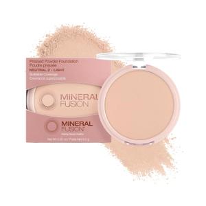Mineral Fusion Pressed Powder Foundation, Neutral 2 - Fair/Med Skin w/Neutral Undertones, Age Defying Foundation Makeup with Matte Finish, Talc Free Face Powder, Hypoallergenic, Cruelty-Free, 0.32 Oz