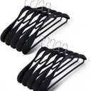 12 Pack Velvet Hangers, Wide Shoulder Heavy Duty Suit Hangers for Men, Non-Slip 360 Metal Swivel Hooks Space-Saving Clothes Hangers for Coat, Pants, Shirts, Skirts, Ties(Black)