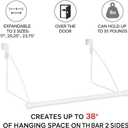 HOLDN STORAGE Over The Door Hanger - Door Rack Hangers for Clothes - Space Saving Designed for Bedroom & Bathroom - Ideal for Clothes & Towels - Drying Rack, White