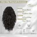 BARSDAR Short Ponytail Extension for Women - 12 Inch Claw Clip Ponytail Hair Extensions - Multi Layered Wavy Black Ponytail Soft Synthetic Clip in Pony Tails Hairpieces - Black Brown