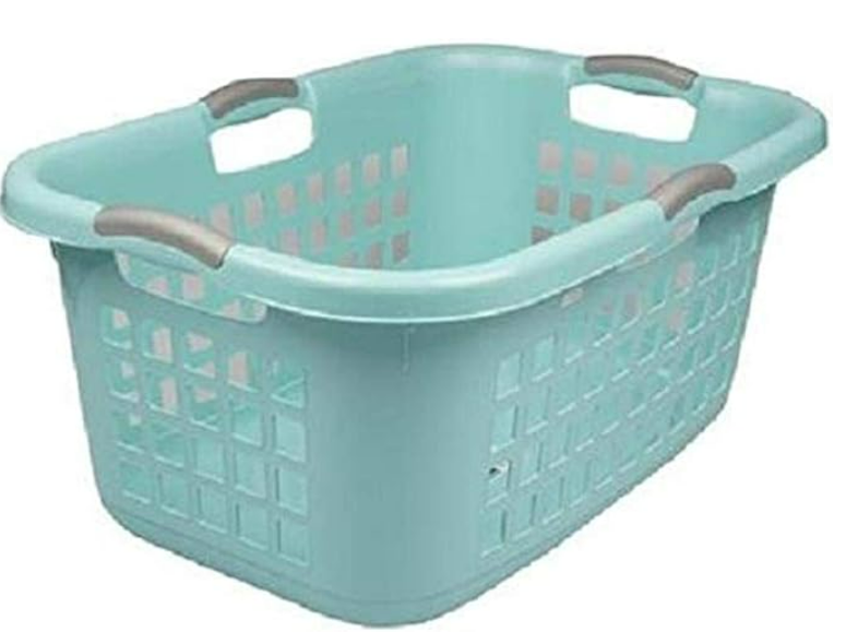Sterilite Ultra 2 Bushel Plastic Stackable Clothes Laundry Basket Bin, Aqua