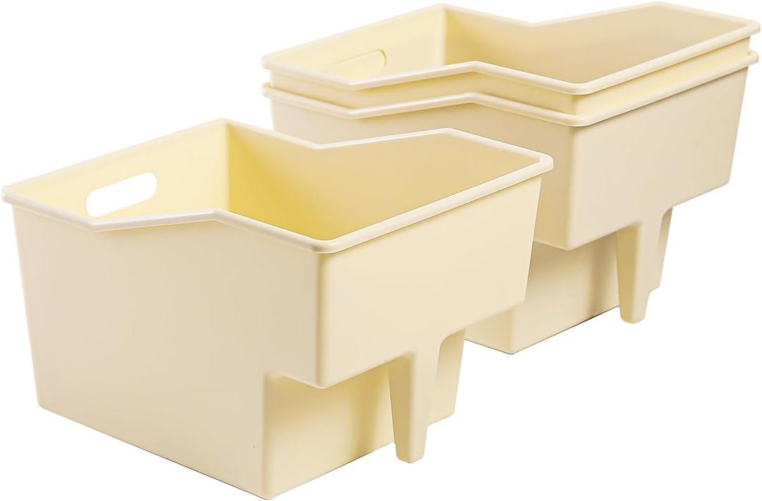 3-Pack Plastic Storage Bins with Handle, Pantry Organization and Storage Bins, Large Cabinet Organizers for Food, Snacks, Cleaning Supplies