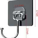 Large Adhesive Hooks, 20 Black Heavy-Duty 40 lb Adhesive Wall Hooks, Waterproof, Rustproof, Ideal for Hanging, Suitable for Bathroom, Kitchen, Home, Ceiling and Window