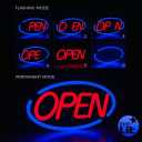 MaxLit- Oval Shaped LED Tube Neon Open Sign -Large Size -24'' X 12'' (Blue/Red)