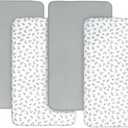 Crib Sheets 4 Pack for Baby Boys & Girls, Neutral Crib Sheet Fitted 52'' x 28'' for Standard Crib & Toddler Mattress, Ultra Soft Material Baby Sheet, Grey Leaf
