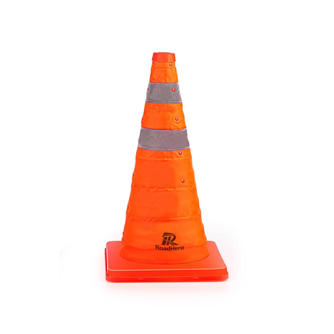 RoadHero 18 Inch 1 Pack Collapsible Traffic Safety Cones, Multi Purpose Pop-up Cones with Reflective Collar for Road Safety, Orange Cones for Driving Training, Parking Lots