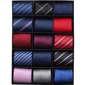 kaxilu Neckties for Mens 15pcs Assorted Zipper Ties for Men, Silky Zip Up Ties, Men's Adjustable Pretied Ties Set (Size-19"x3.3"[48*8CM], Multicolor-[15pcs]19"x3.3")