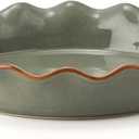 SIDUCAL Ceramic Pie Pan for Baking[10.5 inch],Reusable NonStick Ceramic Pie Plate with Ruffled Edge,Deep and Fluted Pie Dish for Apple Pie,Quiche,Pot Pies, Tart, etcGreen