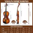 Kmise Violin 1/2 Size Starter Kit for Students Beginners Adults, Quality Ebony Acoustic Fiddle Set with Hard Case, Bow, Rosin, Extra Strings, Shoulder Rest, Guide & Chart
