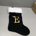 20 Inches Monogram Christmas Stockings Green Velvet with White Super Soft Plush Cuff Embroidered Xmas Stocking Classic Personalized Stocking Decoration for Family Holiday Season Decor(Letter E)