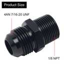 VehiMata 4AN Male Flare to 1/8 NPT Straight Pipe Fitting Adapter Union Connector Aluminum Black 2PCS