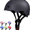 Skateboard Bike Helmet for Adults Women Men Youth Kids (2-3-5-8-14+ Years Boys Girls) - Lightweight Multi-Sport Adjustable Helmets for Bicycle Skateboard Scooter Skate Cycling (Black)