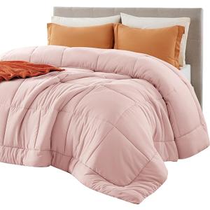 Bedsure Comforter Duvet Insert - Quilted Comforters Twin Size, All Season Duvet, GentleSoft Down Alternative Bedding, with 8 Tabs, Gifts for Women/Men, Pink, Twin 88 x 68 Inches