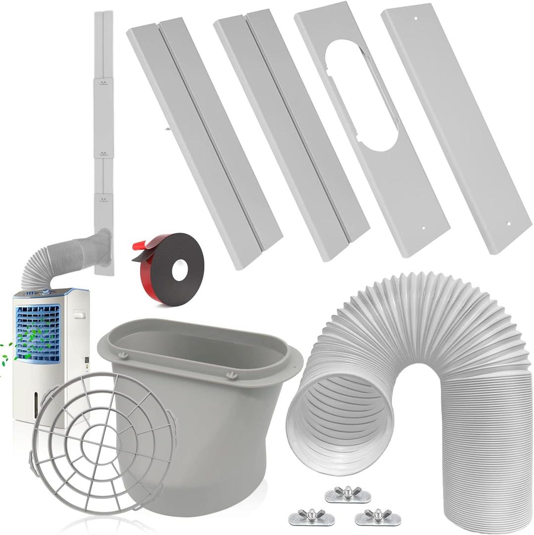 Portable AC Window Vent Kit with 5.9" Exhaust Hose, Adjustable Window Sliding AC Vent Kit for AC Unit, Universal AC Seal Plate with Coupler for Sliding Window or Door